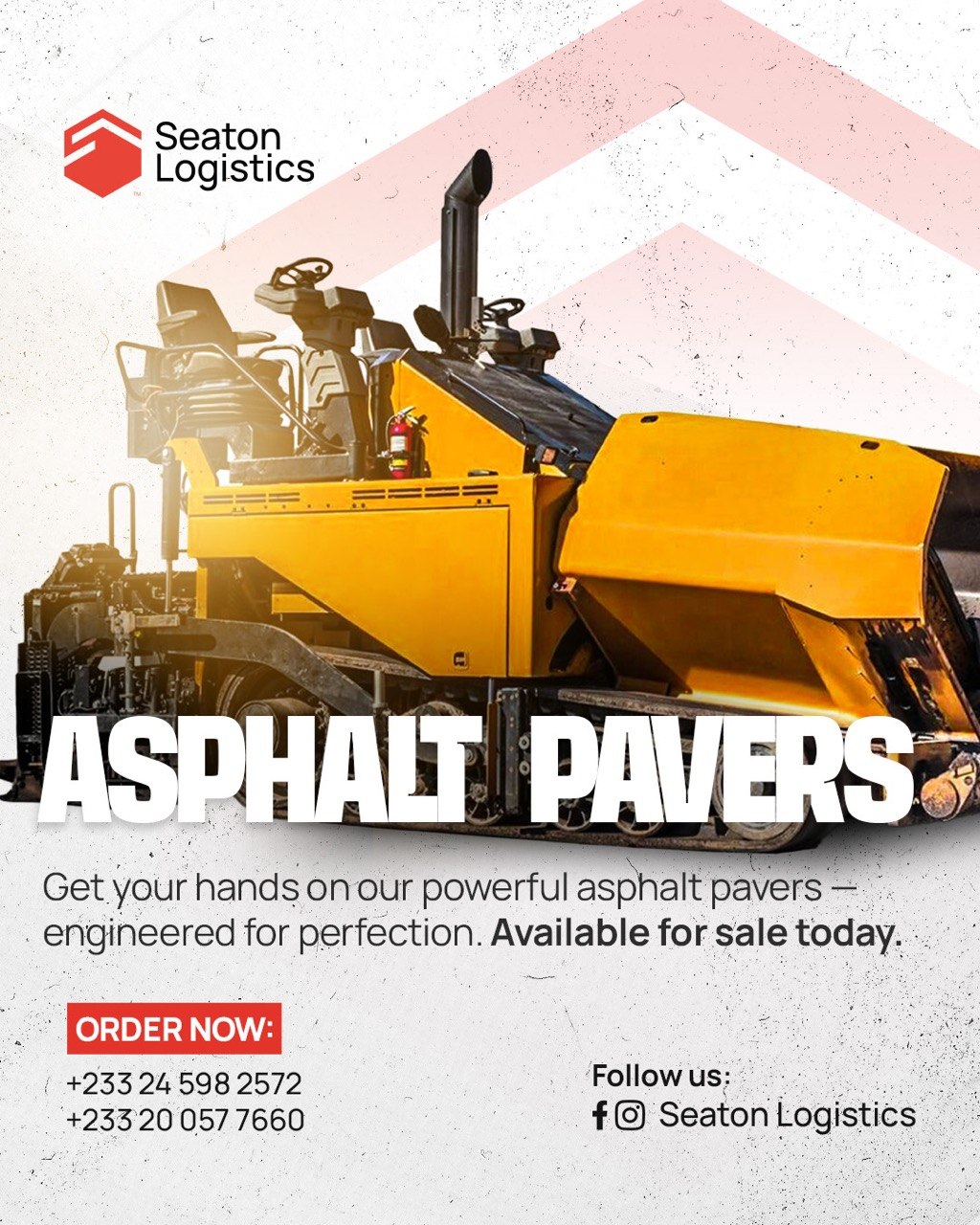 Asphalt paver available for rental from Seaton Rental Ghana